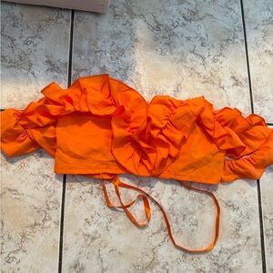 Orange Ruffled Crop Top